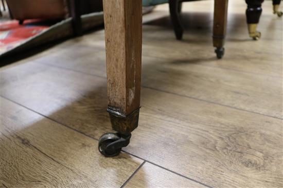 A Regency mahogany drop-flap work table, ebony line-inlaid, W.52cm